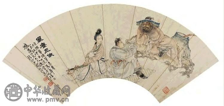 周彬 风尘三侠图 扇面