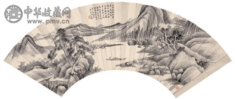 马家桐 癸卯(1903年)作 松溪放棹 扇面 水墨纸本