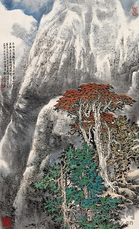 郑百重 天风吹荡 镜心 设色纸本