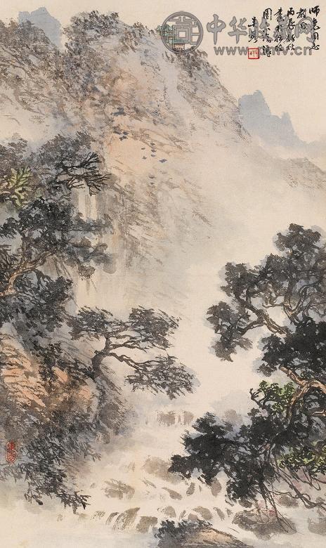 吴琴木 1976年作 山水 立轴 设色纸本