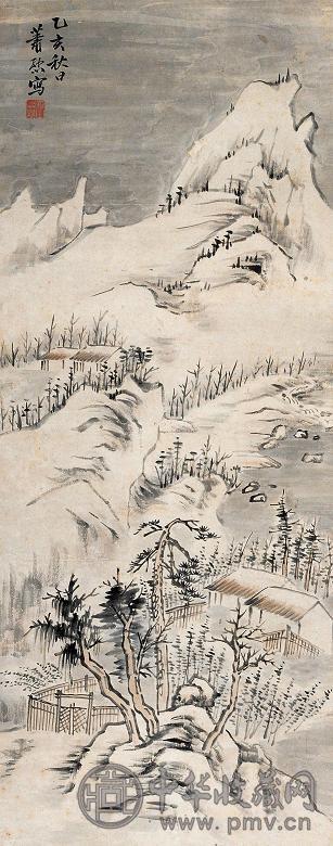 萧愻 1935年作 雪景 立轴 设色纸本