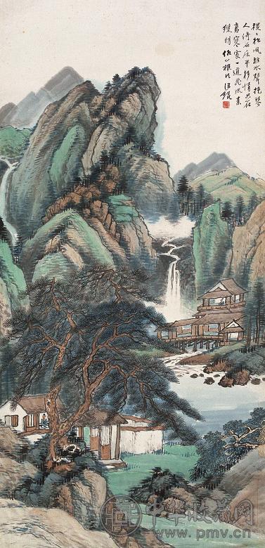 汪琨 松风素练图 立轴 设色纸本