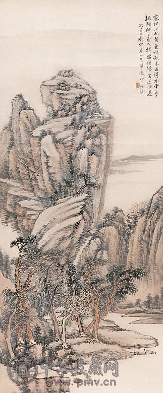 汪琨 仿大痴山水 立轴 设色纸本
