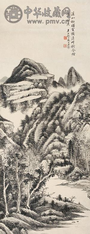 吴彭 辛丑(1901年)作 山水 镜心 水墨纸本