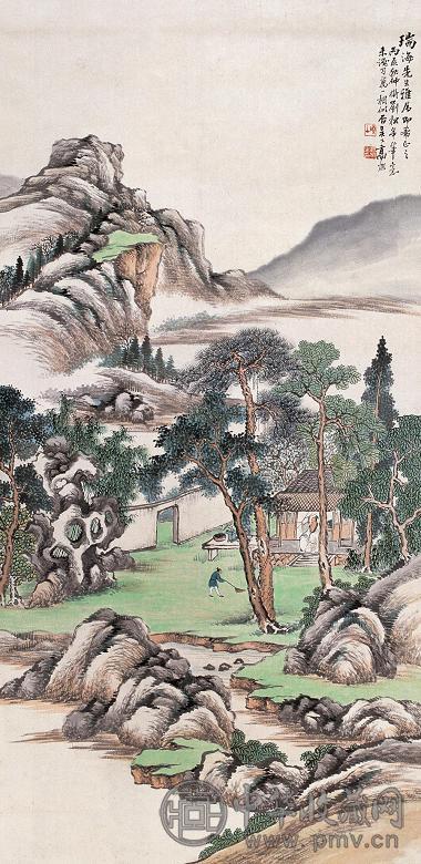 高旭 1916年作 逸士闲居图 立轴 设色纸本