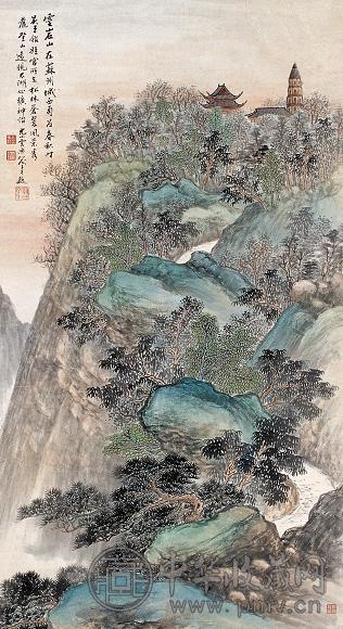 尤小云 灵岩山 立轴 设色纸本