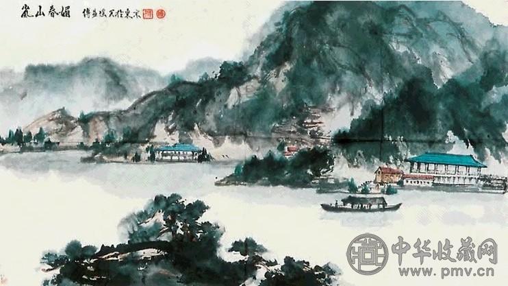 傅益瑶 岚山春媚 镜心 纸本