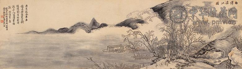 李嘉福 乙丑(1865年) 白傅湓江 镜片 设色纸本