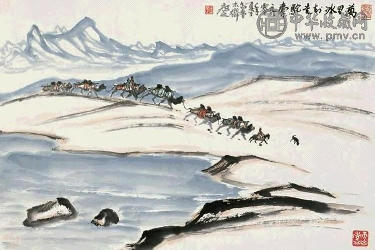 徐庶之 万里冰峰走驼集 镜心 设色纸本