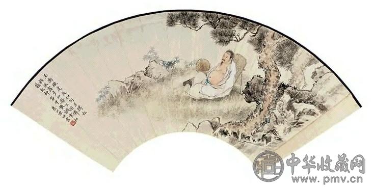陈映霞 纳凉图 扇面 设色纸本