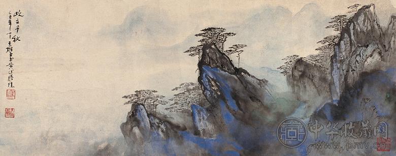 蔡天雄 屹立千秋图 片 设色纸本