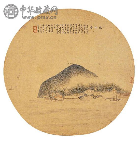 吴杏芬 山水 团扇面 绢本