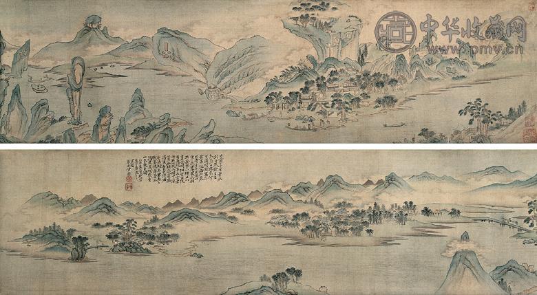 黄鼎 1679年作 山水 卷 设色绢本