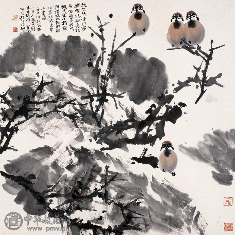 赵宁安 2002年作 麻雀 镜心 设色纸本