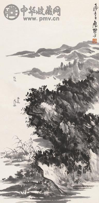 应野平 1987年作 山水连天 立轴 水墨纸本 收藏资讯|艺术家|书画家|书画名人|书法家-中华收藏网