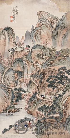 白宗魏 蜀山行旅 立轴 绢本