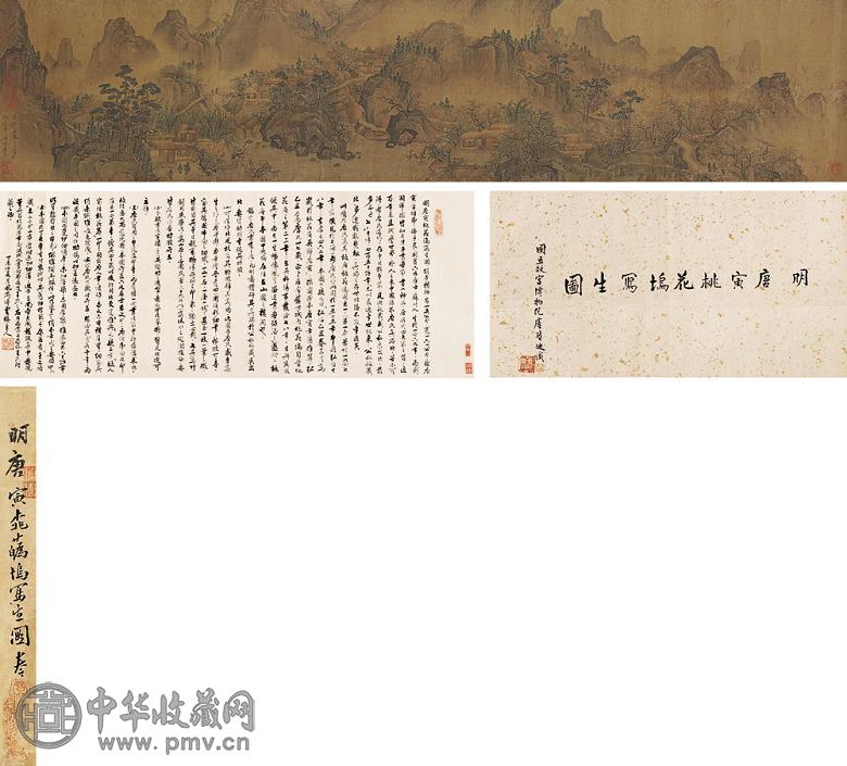 唐寅 1505年作 桃花坞写生图 手卷 设色绢本