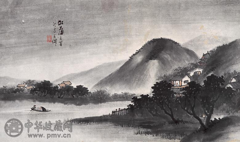 吴石僊 澹烟疏雨 镜心 设色纸本