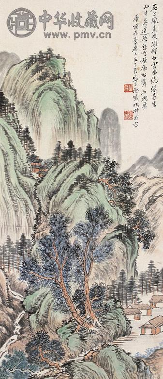 徐曦 松涧有声 立轴 设色纸本