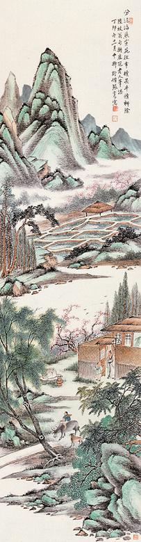 张震 丁卯(1927年)作 山水 立轴