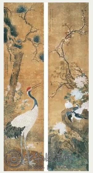 恽南田 花鸟 四条屏 纸本