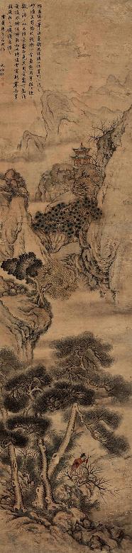 文伯仁(款) 撷梅图 立轴 设色纸本