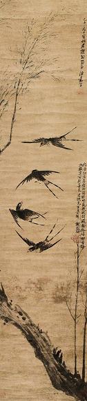 陈嘉言 花鸟 立轴 设色纸本