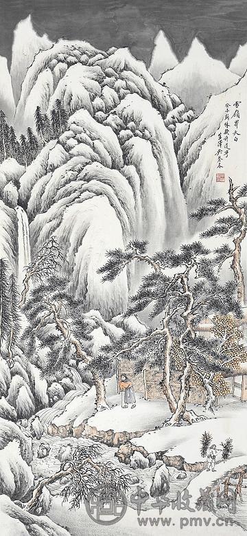 吴桐 山水雪景 立轴 设色纸本