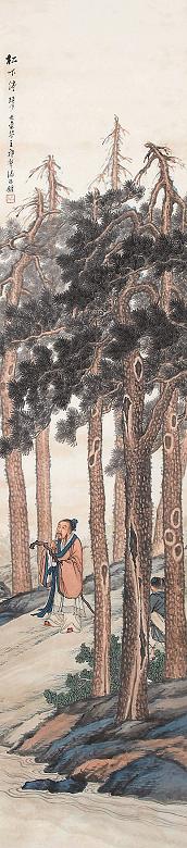 潘振镛 山水人物 立轴 设色纸本