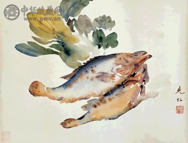 张充仁 时鲜图 纸上水彩