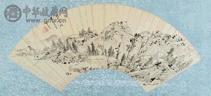 李流芳 1628年作 仿黄公望山水 扇面 水墨纸本