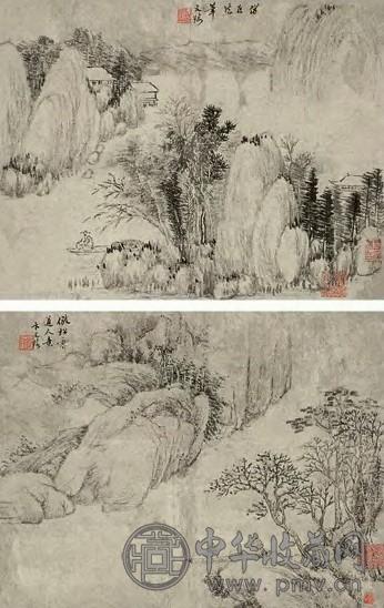 卞文瑜 清 仿古山水 立轴 水墨纸本