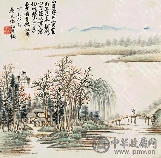 陆恢 1907年作 山水 立轴 设色纸本