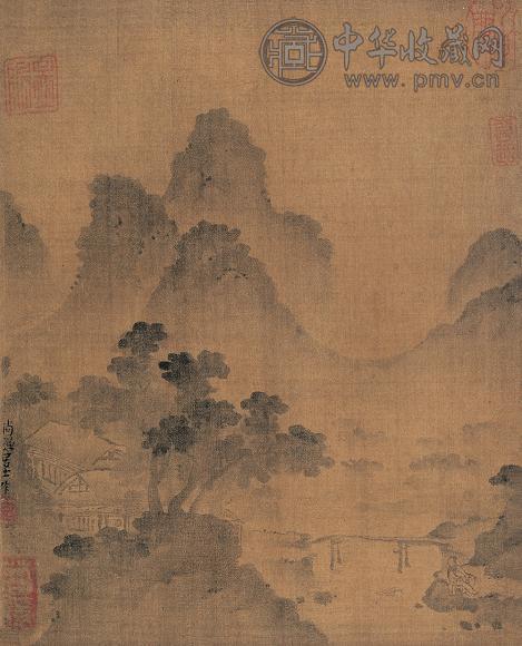 尚温居士(款) 溪山清眺 立轴 绢本