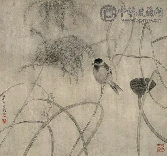 江宏伟 2003年作 芦花小鸟 镜心 设色纸本