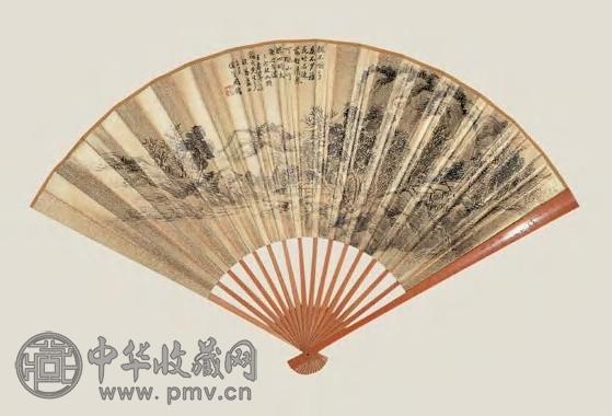 周镛 清 山水 成扇