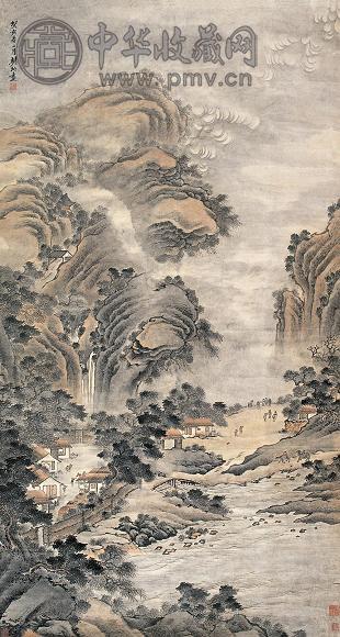 樊圻 癸亥(1683年)作 山水 立轴 设色纸本