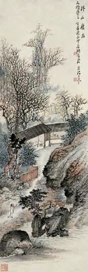 唐云 拜石庐图 轴 设色纸本