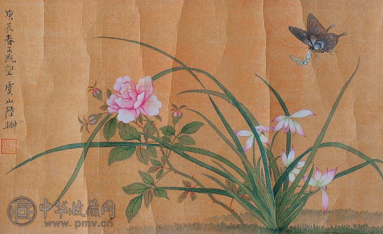 陆翀 工笔花卉 镜心 设色绢本