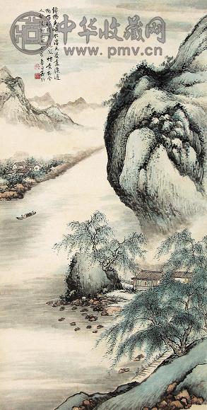 吴嘉行 己亥(1959年)作 山水 立轴 设色纸本