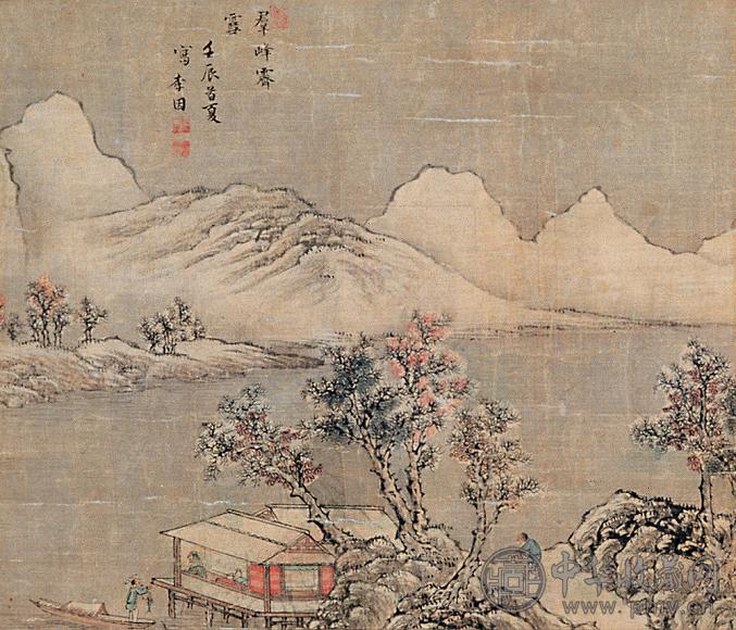 李因 壬辰(1652年)作 群峰霁雪 立轴 设色纸本