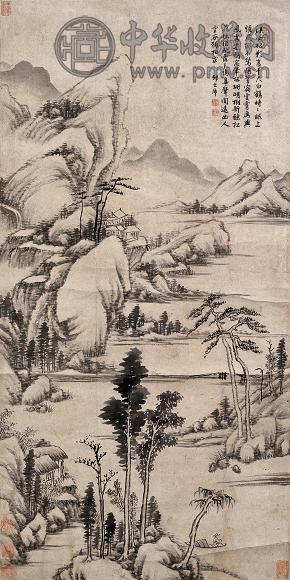 邹之麟 溪西松影 立轴 水墨纸本