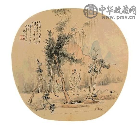 黄鞠 1858年作 人物 扇面 设色绢本