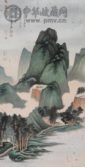 张大千 1946年作 仿董北苑夏山隐居图 镜心 设色纸本