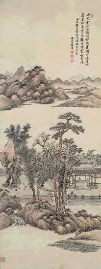 杨晋 乙未(1715年)作 仿元人小景 立轴 设色纸本
