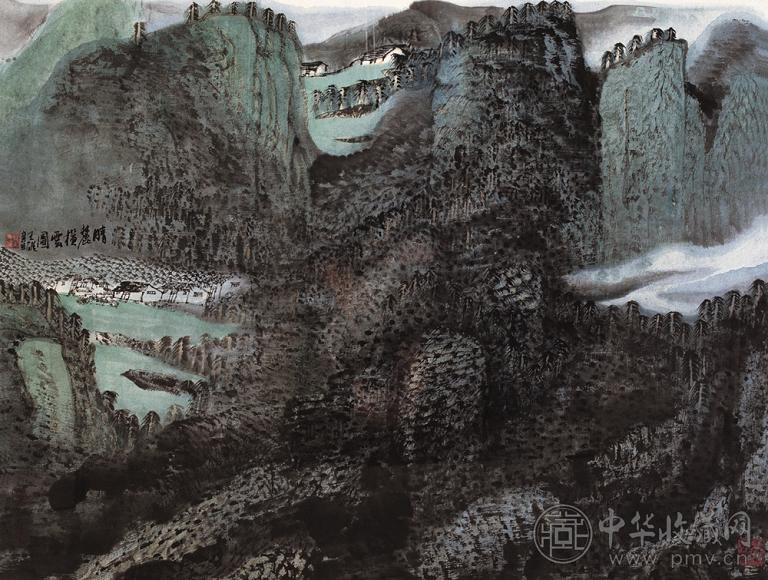 蔡天雄 云山图 镜心 设色纸本