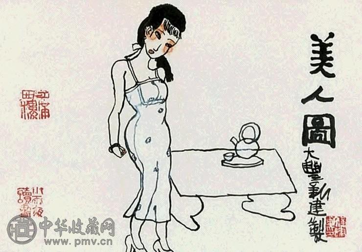 朱新建 美人图 镜心 水墨纸本