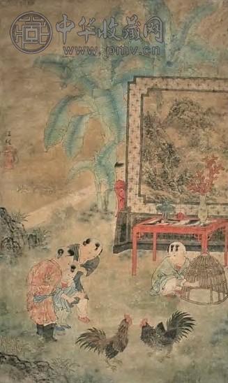 王绂 婴戏图 镜心 设色纸本