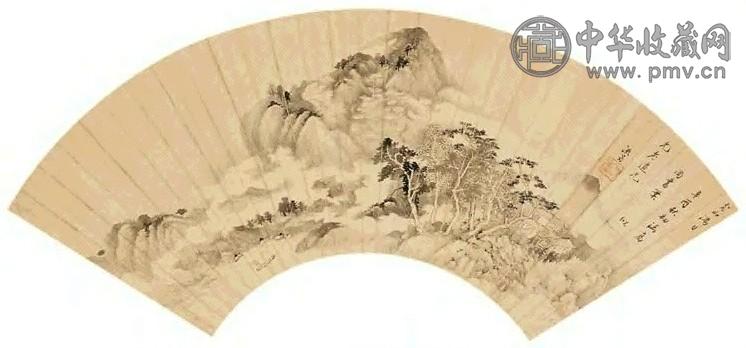 李流芳 辛酉(1621年)作 云山满目 扇片 水墨纸本