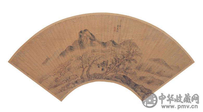 曹凤征 山水扇面 镜心 水墨纸本